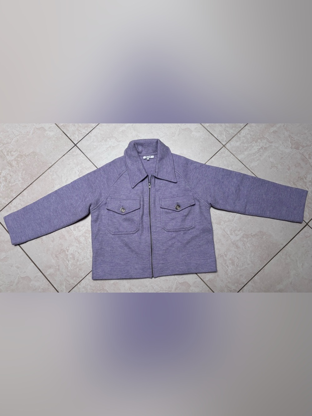 Madewell Lavender Zip-Front Sweater Jacket